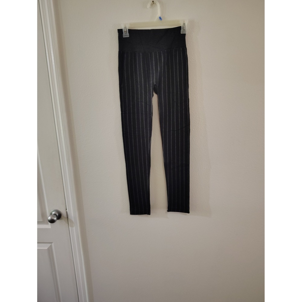 One 5 One Womens Black Pinstripe High Waisted Leggings Size S/M MV20586Z-ST